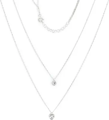 Produktbild von Golders Collier zweireihig aus 925 Silber mit kleinem Herzchen und Zirkonia