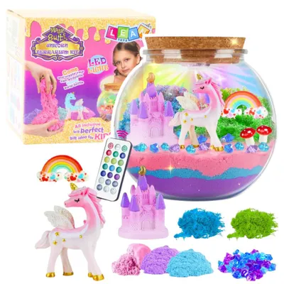 Produktbild von Kreatives DIY-Terrarium-Set mit bunter Einhorn-LED-Lampe und Fernbedienung