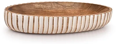 Dekorative Holzschale oval, Mango-Holz, handgefertigt, 35,56 cm