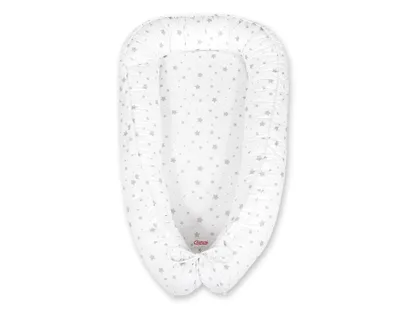 Produktbild von Babykokon, doppelseitig, Laufstall, Wickeltuch, Premium BOBONO - Mini-Sterne, grau