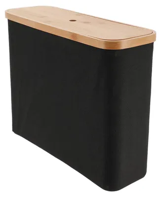 Produktbild von Wc-papieraufbewahrungsbox polyestergewebe / bambusdeckel - schwarz - Tendance