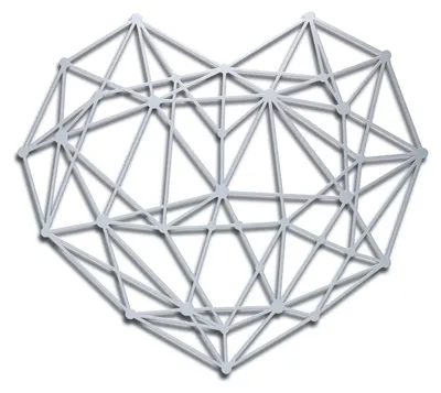 Produktbild von Wanddeko Metall Wandbild Metallbild Geometrische Wandkunst 3D Herz 47 x 52 cm, Farbe:Herz 3D Silber