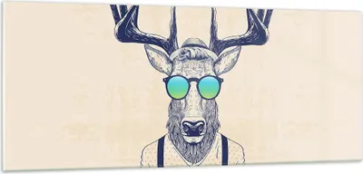 Produktbild von Bilder auf glas - Hirsch Abstraktion - 100x40cm - Glasbilder - Wandbilder - Kunstdruck - zum Aufhängen bereit - Wanddekoration aus Glas - Glas Bilder - Wandbild auf Glas - Einteilig - GAB100x40-3808