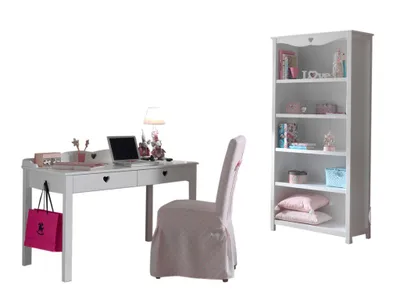 Image de Set Amori composé de : Étagère et bureau, blanc