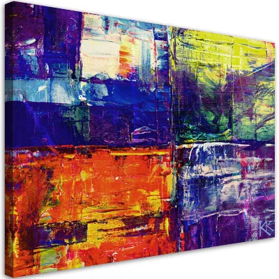 Produktbild von Leinwandbild Bunte handgemalte Abstraktion 90x60 Feeby Bunt bild für die wand bereit zum aufhängen