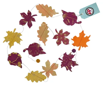 Produktbild von Girlande Herbstblätter aus Naturpapier und Filz 183 cm handgefertigt in Nepal