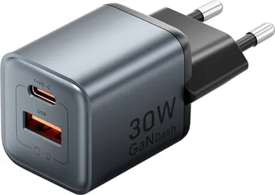 Immagine prodotto di Vention 30 W - caricabatterie con tecnologia GaN, 1 porta USB-A e 1 porta USB-C, nero