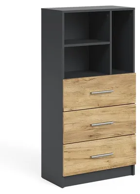 Imagen del producto de Armario universal Vicco Tomy Antracita/Roble dorado 60 x 120 cm con 3 cajones, Model 63451