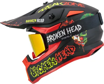 Produktbild von Broken Head Crosshelm FreakZone Schwarz-Rot + MX-Brille MADREX "Broken Head Family" : L (59-60 cm) Größe: L (59-60 cm)