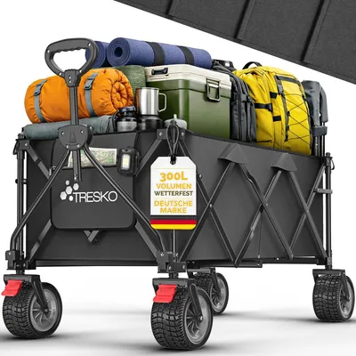 Obrázek produktu pro Skládací ruční vozík - 300 l - S brzdou - Černý - Nosnost 120 kg