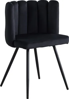 Image de CLIPOP Chaise de salle à manger, chaise de cuisine en velours, set de 1 chaise de salon rembourrée, fauteuil d'accentuation pour chambre à coucher, noir