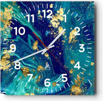 Produktbild von Wanduhr - Quadrat - Glasuhr - Abstraktion modern - 40x40cm - Schleichendes Uhrwerk - Lautlos - zum Aufhängen bereit - Dekoration Modern - Wanddekoration aus Glas - C4AC40x40-3831