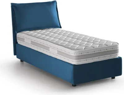 Produktbild von Einzelbett Daugust, Containerbett mit Stoffbespannung, 100%  Italy, Frontöffnung, inklusive Matratze Cm 80x190, Blau