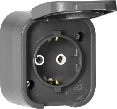 Immagine prodotto di Presa a muro singola Schuko IP54 colore grigio 16A serie B2