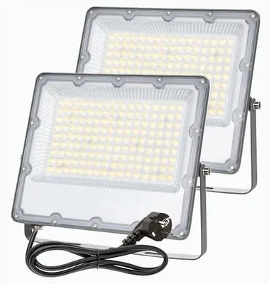 Zdjęcie produktu dla Reflektor LED 100W IP66 biały zimny do ogrodu tarasu 2 szt