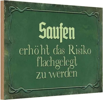 Produktbild von vianmo Holzschild 20x30 cm Saufen erhöht Risiko flachgelegt Spruch Zitat