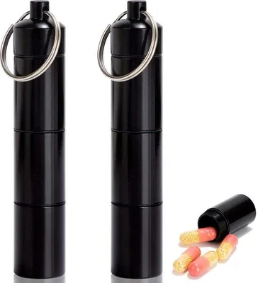 Imagen del producto de Estuche portátil resistente al agua para pastillas, con llavero y tres compartimentos, ideal para llevar ContiGo!