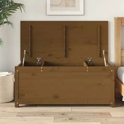 Produktbild von "2026 Promotion" Truhe Honigbraun 110x50x45,5 cm - Massivholz Kiefer - Nachtkonsole CC28957