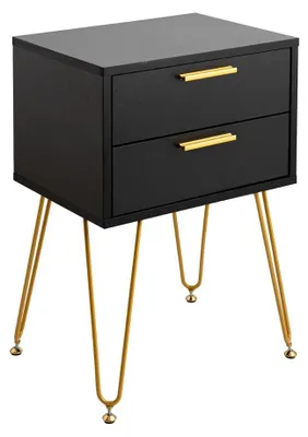 Multifunktionswagen aus Stahl, MDF-Böden, 75x45x85 cm, schwarz