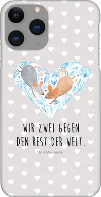 Produktbild von Mr. & Mrs. Panda Iphone 11 Pro Handyhülle Mäuse Herz - Grau Pastell - Geschenk, Handy Case, für Immer, Premium Kunststoff, Gemeinsamkeit, Love, Liebesspruch, Freundin