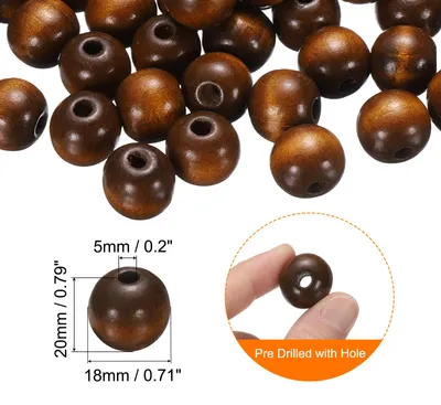 Produktbild von 100 Stk Gro?e Loch Holzperlen 18 x 20mm Unbehandelte Natš¹rliche Runde Holz Abstandshalter Perlen Haar Flechtfass Perlen Fš¹r DIY Basteln Haar Makramee Schmuckherstellung Braun