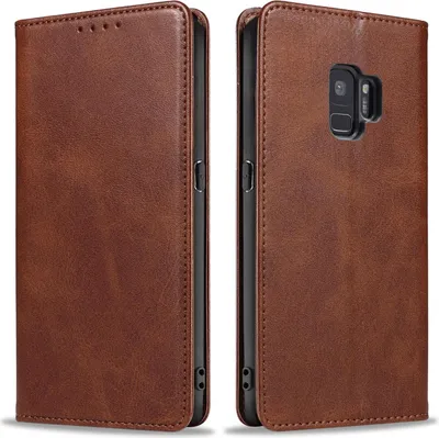 Produktbild von Handyhülle für Samsung Galaxy S9 Kunstleder Flip Cover Hülle Handytasche Case Kartenfach Farbe: Dunkelbraun