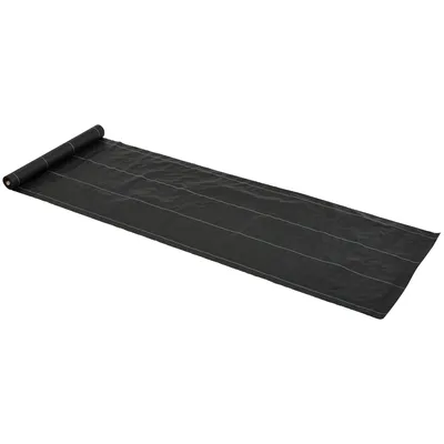 Zdjęcie produktu dla Outsunny – geowłóknina przeciw chwastom, tkanina wstęgowa, odporna na rozdarcia, pokrywa gleby, 100 g/m², geowłóknina podłożowa z zielonymi przegrodami, przepuszczająca wodę, z tworzywa PP, czarna, 50 x 1 m