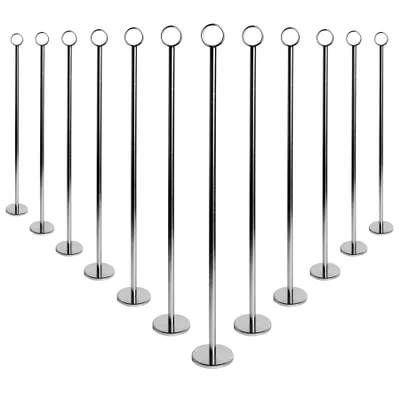 Produktbild von 12x Silber 46cm Tischnummernhalter - Hochzeitsplatzkartenschild Stand Set, Fotomenü -Anzeige, Metall Party Dekoration - nach Argon -Tabellengeschirr