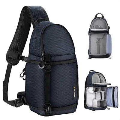 Image de K&F Konzept Kamera Sling Sac bleu 10L DSLR Photographie Crossbody Sac à dos