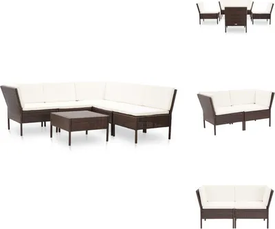 Produktbild von vidaXL 6-tlg. Garten-Lounge-Set mit Auflagen Poly Rattan Braun -  Gartenmöbel-Sets