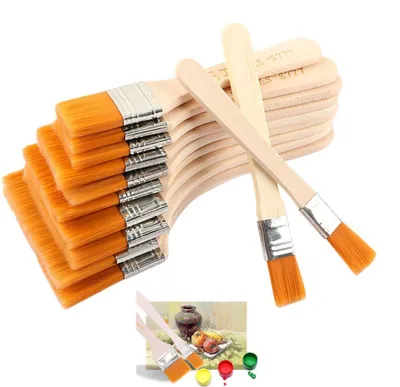 12 Nylon-Pinsel, Flachpinsel-Set für Acryl, Öl & Aquarell