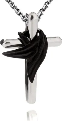 Immagine prodotto di Ciondolo a croce in acciaio inox nero con catena in acciaio inox - P282-01 - 50 centimetri