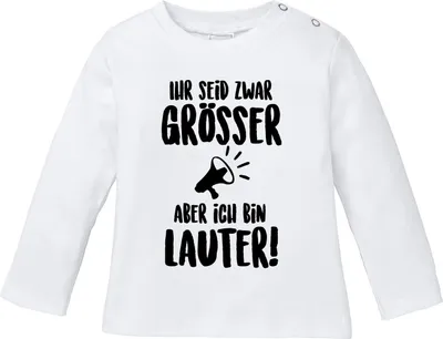 Produktbild von Baby Langarmshirt Ich bin lauter Babyshirt  Baumwolle Jungen Mädchen Longsleeve Spruch Shirt Moonworks® weiß 56/62 (1-3 Monate)