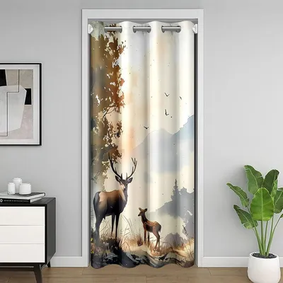 Image de Rideau de porte avec motif de cerf - 106 x 203 cm