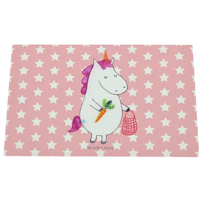 Produktbild von Mr. & Mrs. Panda schneidbrett Einhorn Vegan - Rot Pastell - Geschenk, Unicorn, Veganer, Rohkost, Veganismus, Küchenbrett, Gesund Leben, Schneidplatte, Glas, essen