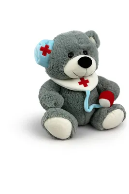 Produktbild von Plüschtier Teddybär 32 cm Grau Arztassistent – Weiches Kuscheltier aus Plüsch