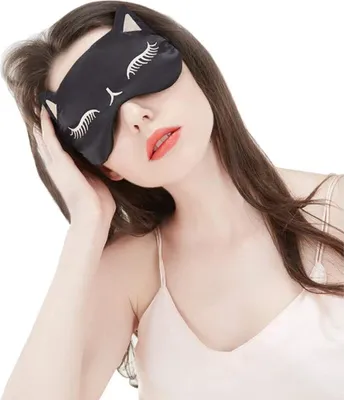 Produktbild von Schlafmaske aus 100 % Seide mit verstellbaren Trägern, bequeme und superweiche Augenmaske, ultimative Schlafhilfe, Augenbinde(Schwarz)