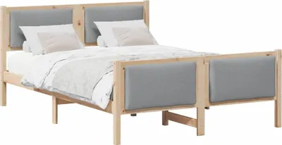 Image de Cadre de lit avec tête de lit Gris clair 160 x 200 cm tissu