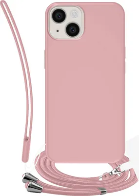 Image de Jaym, étui silicone iPhone 14 Plus avec cordon et dragonne, rose