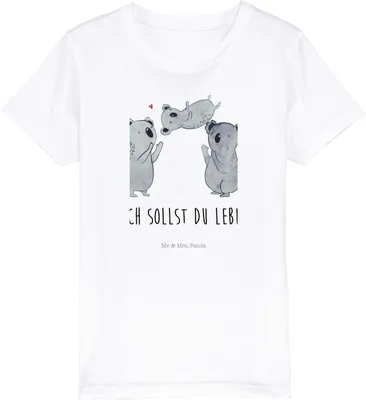 Produktbild von Mr. & Mrs. Panda Kleinkinder T-Shirt Koalas Feiern 3-4 Jahre (98/104) - Weiß - Geschenk, Geburtstag, Teenager, Öko Kinder, Baumwoll, Happy Birthday, Liebe, Koala, Jungen