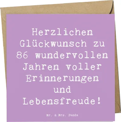 Produktbild von Mr. & Mrs. Panda Grußkarte Spruch 86. Geburtstag - Lavendeltraum - Geschenk, Alter, Klappkarte, faltkarte, anlasskarte, Glückwunschkarte, Happy Birthday, doppelkarte