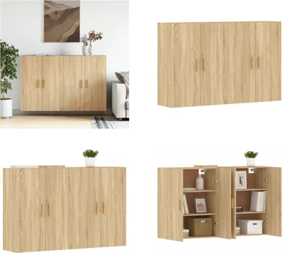 Produktbild von vidaXL Wandschränke 2 Stk. Sonoma Eiche Holzwerkstoff - Wandschrank - Wandschränke - Schrank - Lagerschrank