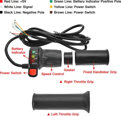 Produktbild von 36V/48V rechter und linker Elektrofahrrad-Lenker-Gasgriff mit Batterieanzeige, Netzschalter, E-Bike-Drehgriff, Daumen