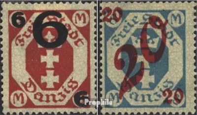 Produktbild von Briefmarken Danzig 1922 Mi 106-107 (kompl.Ausg.) postfrisch Aushilfsausgabe