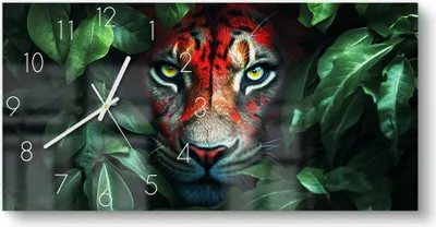 Produktbild von DEQORI Glasuhr 60x30 cm Zahlen 'Dschungelblick' Wanduhr Glas Uhr Design leise Küchenuhr