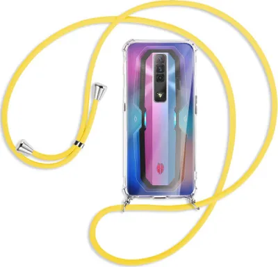 Produktbild von Handykette Backcover-Schutzhülle mit Band (Metall silberfarben) für ZTE nubia Red Magic 7 - gelb