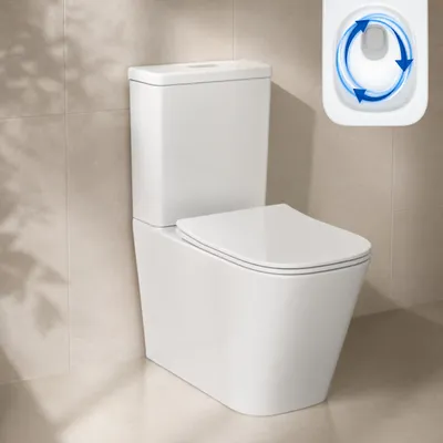 Produktbild von AQUA for you | Stand-WC - Lavita Tryton 3.0 - spülrandlos - 64x37x85 cm - Weiß - mit Tornado-Spülung, Softclose-Sitz, Duroplast, Universalablauf