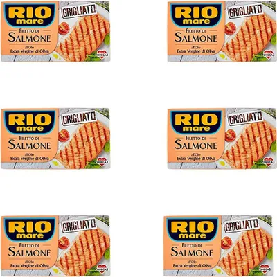 Produktbild von 6x Rio Mare Salmone Grigliato Gegrilltes Lachsfilet geräuchert Olivenöl 125g