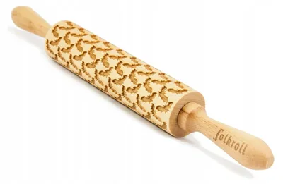 Produktbild von Folkroll Halloween Holz-Teigroller mit Fledermaus-Muster