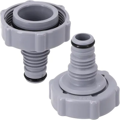 Produktbild von 2 Stück Ablassventil P6H1419, Ablassadapter für den Anschluss von Schwimmbadschläuchen und -adapterschläuchen (grau, Ø 32 mm)